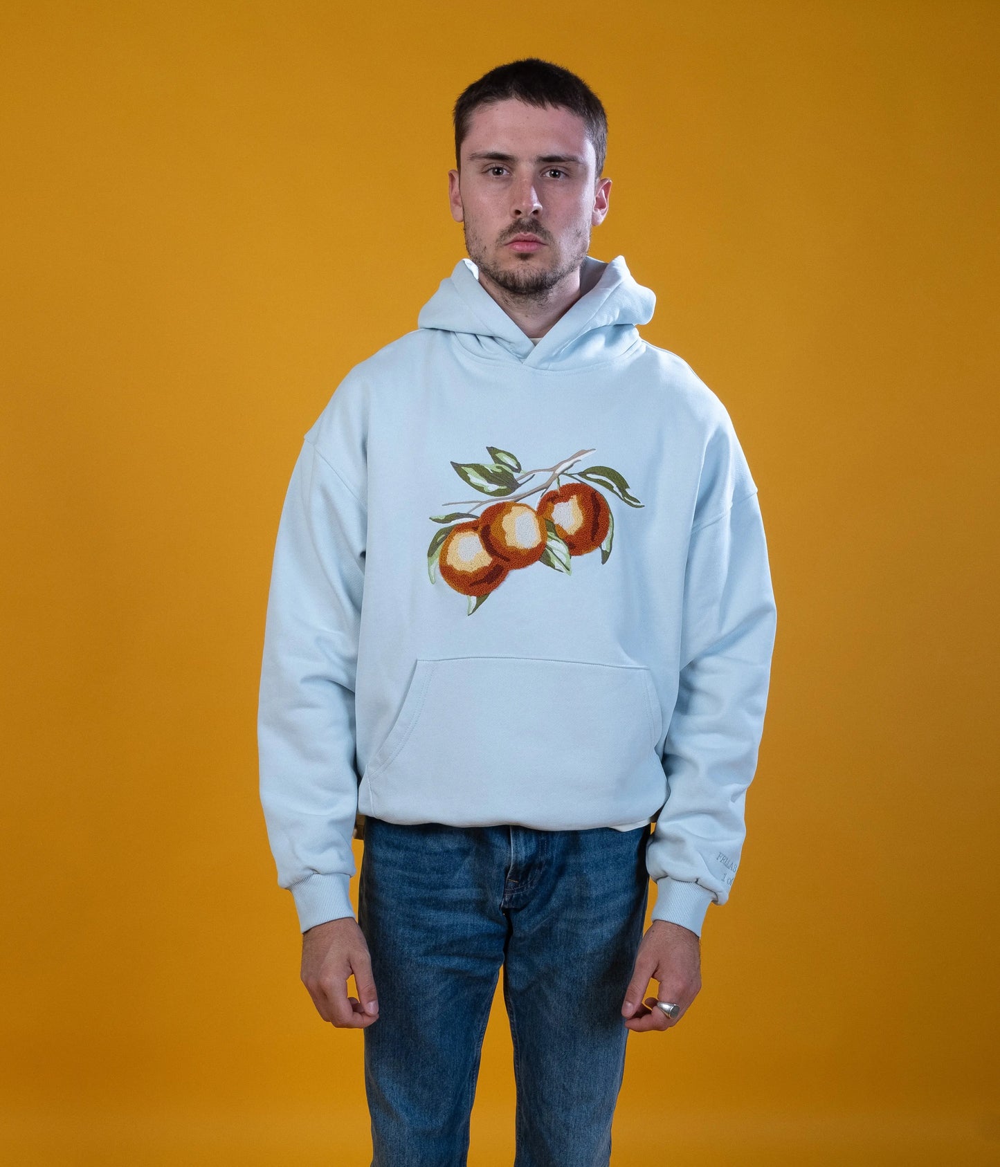 OVERSIZED ORANGE HOODIE BABY BLUE FELLASBYHAQI.COM