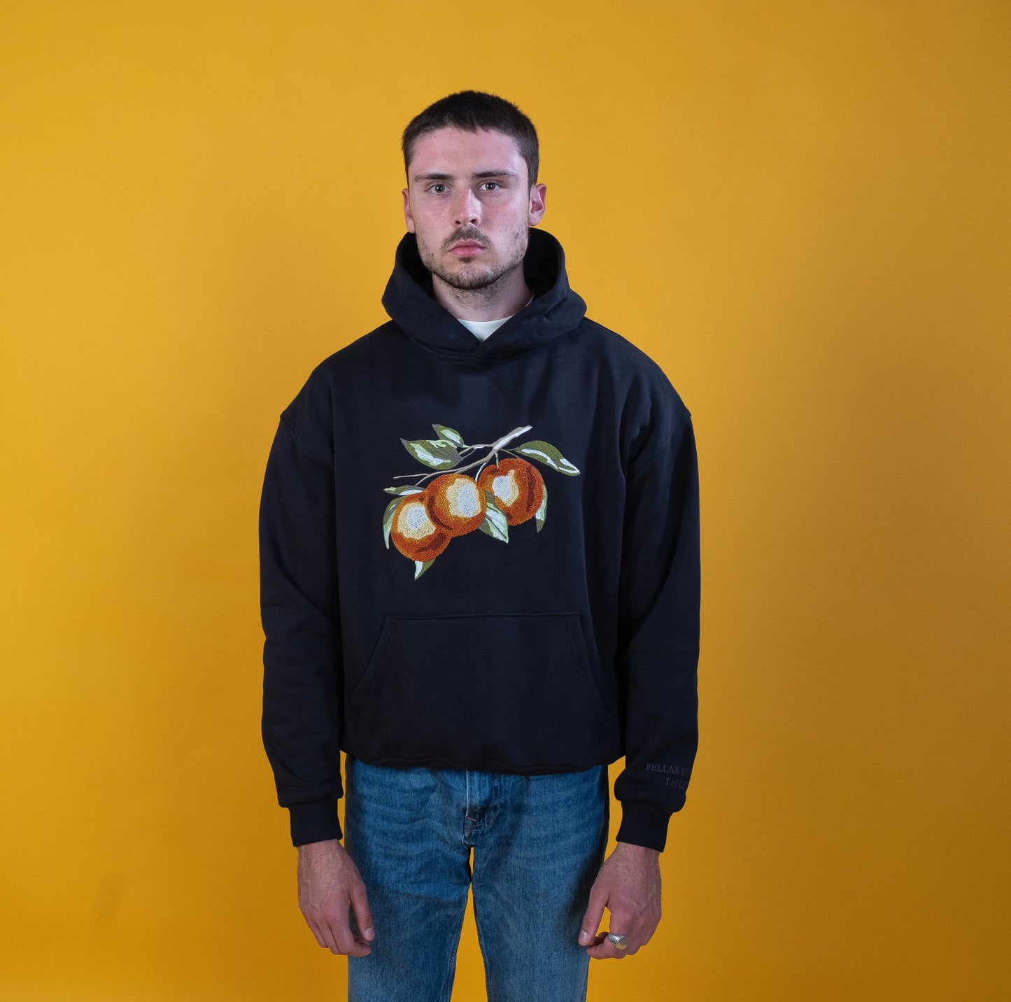 OVERSIZED ORANGE HOODIE BLACK FELLASBYHAQI.COM