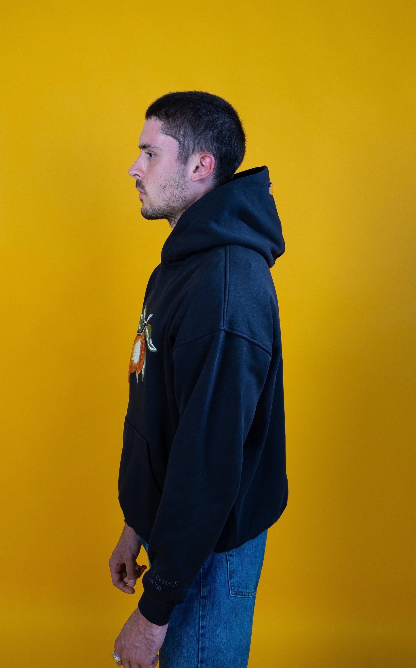 OVERSIZED ORANGE HOODIE BLACK FELLASBYHAQI.COM
